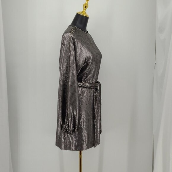 Anine Bing Angie Antique Silver Sequin Mini Dress Women's Cocktail Size XS - Picture 7 of 15